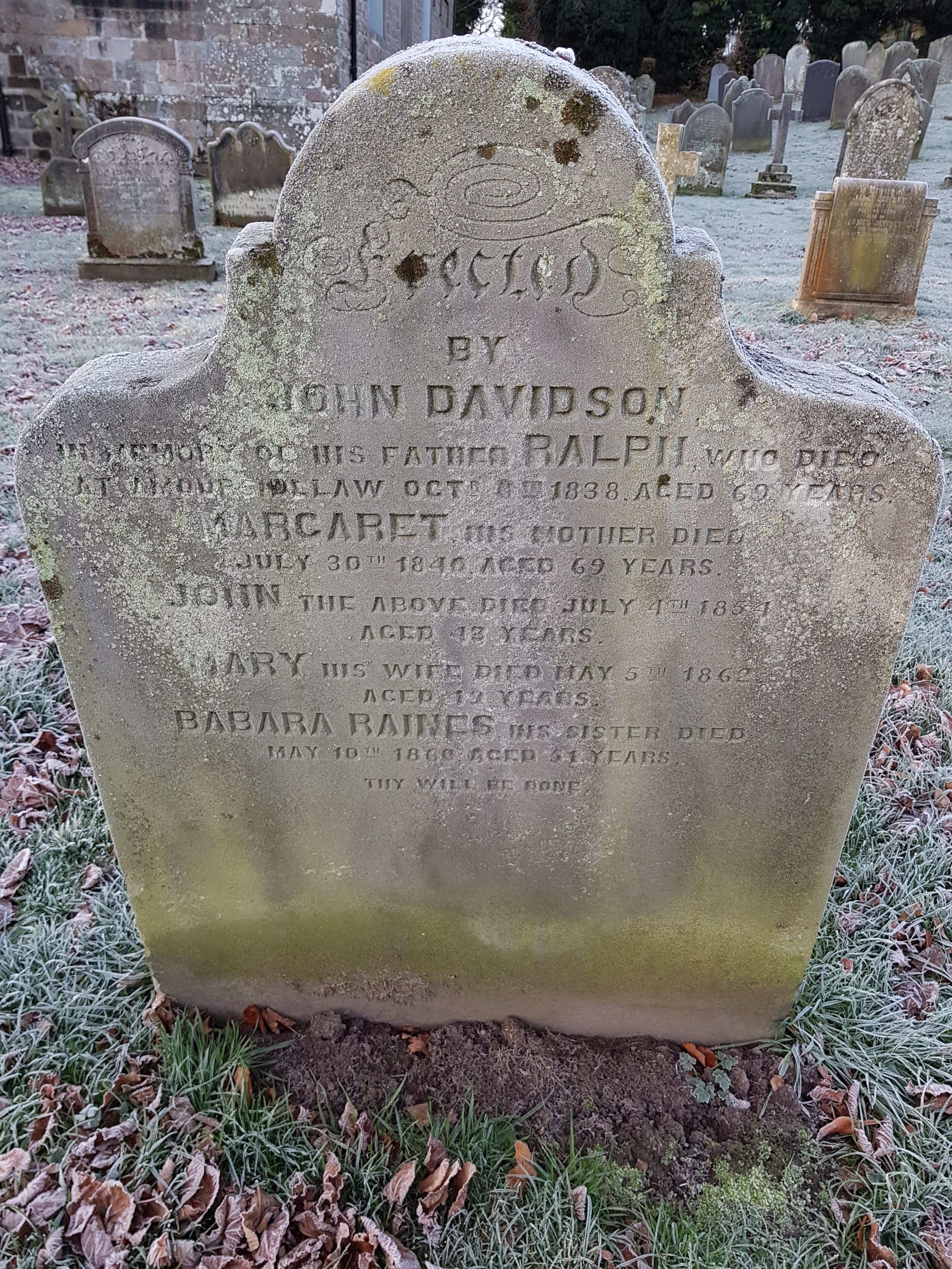 Davidson grave at Chatton, Linked To: <a href='i19971.html' >Ralph Davidson</a>